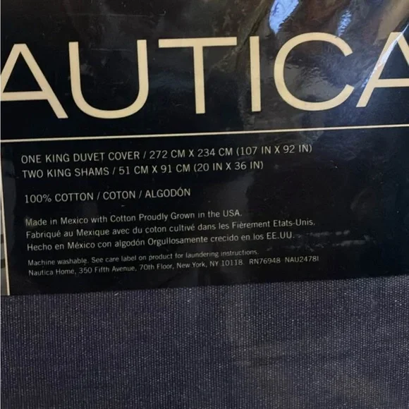 Nautica Cotton Duvet Cover Set in Dark Blue - Picture 2 of 2